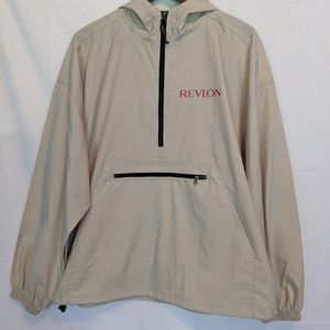 Revlon Logo Hooded Half Zip Rain Poncho